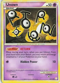 Unown 54/123 Uncommon HeartGold & SoulSilver Pokemon Lightly Played - Image 1