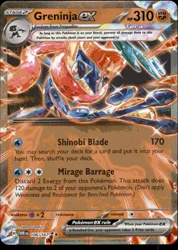 Greninja ex 106/167 Double Rare Twilight Masquerade Pokemon Holo NM - Image 1