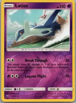 Latios 41/73 Rare Shining Legends Pokemon Reverse Holo Heavily Played - Image 1