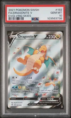 Dragonite V 192/203 Evolving Skies Pokemon PSA 10 2021 - Image 1