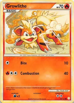 Growlithe 65/123 Common HeartGold & SoulSilver Pokemon Lightly Played - Image 1