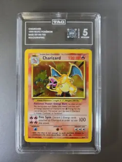 1999 POKEMON Charizard 4/102 Base Set WOTC Holo TAG EXCELLENT 5 - Image 1
