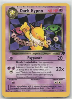 Dark Hypno 26/82 Rare Team Rocket Pokemon Unlimited Moderately Played - Image 1