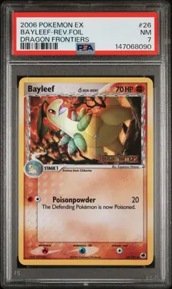 Pokemon Bayleef EX Dragon Frontiers Reverse Holo #26 PSA 7 NM - Image 1