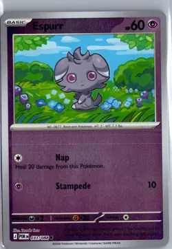 Espurr 033/088 Common Reverse Holo Perfect Order Pokemon TCG NM - Image 1