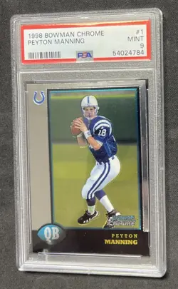 1998 Bowman Chrome #1 Peyton Manning Colts RC Rookie HOF Graded PSA 9 MINT - Image 1