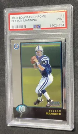 1998 Bowman Chrome #1 Peyton Manning Colts RC Rookie HOF Graded PSA 9 MINT - Image 2