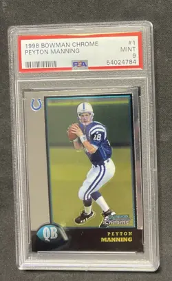 1998 Bowman Chrome #1 Peyton Manning Colts RC Rookie HOF Graded PSA 9 MINT - Image 3