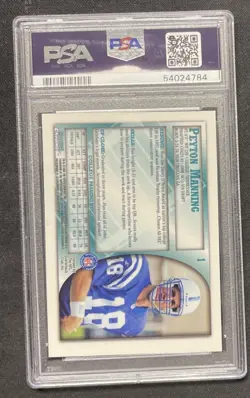 1998 Bowman Chrome #1 Peyton Manning Colts RC Rookie HOF Graded PSA 9 MINT - Image 4