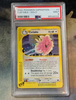 2002 CLEFABLE expedition Pokemon WOTC Holo 7 Graded PSA 9 MINT - Image 1