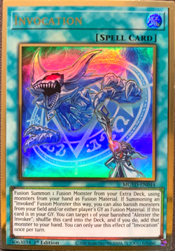 Invocation - MGED-EN044 - Premium Gold Rare - Yugioh TCG Card - Image 1