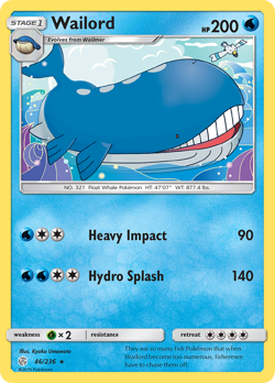 Wailord 46/236 Rare Cosmic Eclipse Pokemon Reverse Holo Near Mint - Image 4