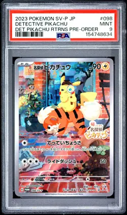 2023 POKEMON JAPANESE SV-P PROMO #098 DETECTIVE PIKACHU PSA 9 - Image 1