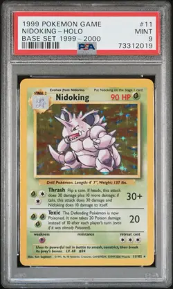 POKEMON NIDOKING HOLO BASE SET 1999-2000 4TH UK PRINT #11 PSA 9 POP 17 - Image 1