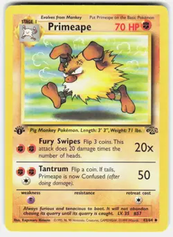 Primeape 43/64 Uncommon Jungle Pokemon 1st Edition Moderately Played - Image 2