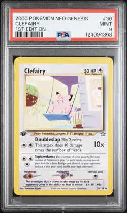 2000 POKEMON NEO GENESIS 1ST EDITION #30 CLEFAIRY PSA 9 - Image 1