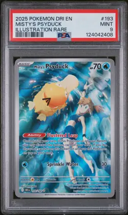 2025 POKEMON DRI EN-DESTINED RIVALS ILLUSTRATION RARE #193 MISTY'S PSYDUCK PSA 9 - Image 1