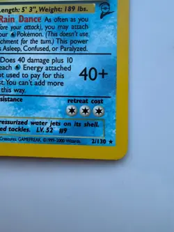 Blastoise 2/130 Base Set 2 Holo WoTC Vintage Pokemon Mark On Back - Image 3