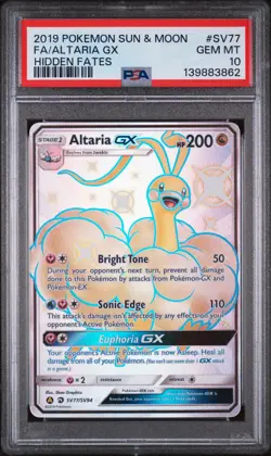 2019 POKEMON SUN & MOON HIDDEN FATES #SV77 FULL ART/ALTARIA GX PSA 10 - Image 1