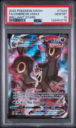 2022 POKEMON SWORD & SHIELD BRILLIANT STARS #TG23 FULL ART/UMBREON VMAX PSA 10 - Image 1