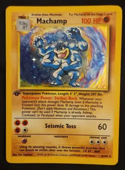 Pokemon - Base Set - 1st Edition - Machamp #8/102 - LP - Image 1