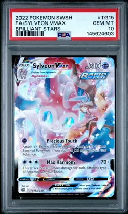 2022 POKEMON SWORD & SHIELD BRILLIANT STARS #TG15 FULL ART/SYLVEON VMAX PSA 10 - Image 1