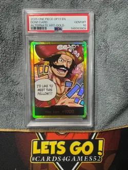 One Piece OP13-Carrying On His Will Don!! Card-Gol. D Roger Gold Alt Art PSA 10 - Image 1