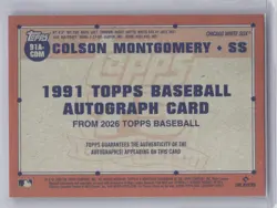 2026 Topps 1991 Topps Baseball Autograph Card Colson Montgomery #91A-COM RC - Image 2