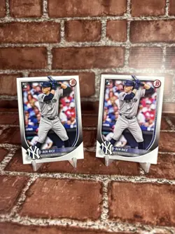 2024 Bowman Ben Rice Rookie RC #85 New York Yankees Baseball Card Lot (2) - Image 1