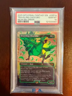 Traveling Chocobo (Neon Ink Green) Final Fantasy x MTG PSA 10 - DESIRABLE PSA # - Image 1