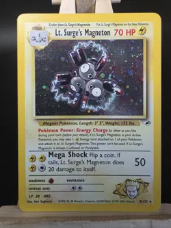 💎 Pokemon TCG Lt. Surge's Magneton Gym Heroes 8/132 Holo Vintage | LP / NM - Image 1