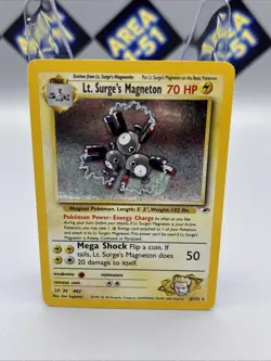 Pokemon TCG Lt. Surge's Magneton Gym Heroes Holo Card 8/132 LP Condition - Image 1