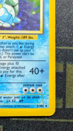 Pokemon Base Set Blastoise 2/102 Holo Unlimited (MP/LP) Vintage Rare - Image 3