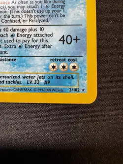 Pokemon Blastoise 2/102 Base Set Holo Rare Unlimited WOTC 1999 Vintage LP/NM - Image 4