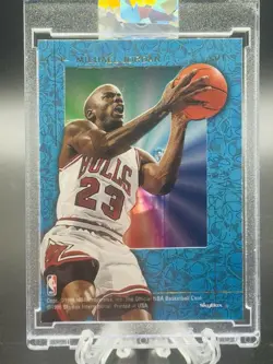1995-96 NBA HOOPS MICHAEL JORDAN SKYBOX BLUE & PINK SKYVIEW🔥RARE🔥SSP🔥GRADE IT - Image 4