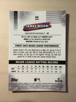 2026 Topps Finest - James Wood RARE Mini Diamond Refractor Nationals - Image 2