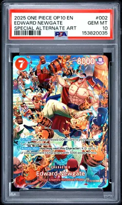 2025 ONE PIECE OP10-ROYAL BLOOD SPECIAL ALTERNATE ART #002 EDWARD NEWGATE PSA 10 - Image 1