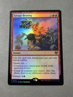 Savage Beating Mythic Instant Foil Commander Masters Red MTG CMM NM - Image 1