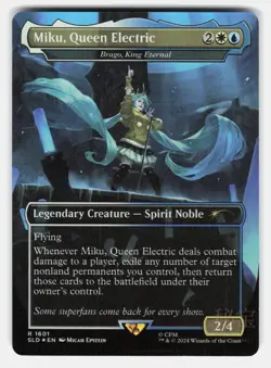 MIKU, QUEEN ELECTRIC - BRAGO, KING ETERNAL ( RAINBOW FOIL ) - MTG - ORTIZ NM/M - Image 1