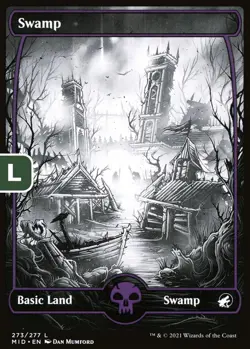 MTG Swamp Midnight Hunt Basic Land Swamp NM - Image 1