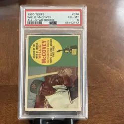 WILLIE MCCOVEY 1960 60 TOPPS #316 VINTAGE ROOKIE CARD RC EX-MINT PSA 6 MLB HOF - Image 1