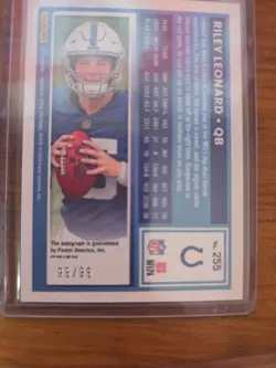 2025 Indianapolis Colts Rookie Lot Riley Leonard Auto /99 Tyler Warren /299 RC - Image 4