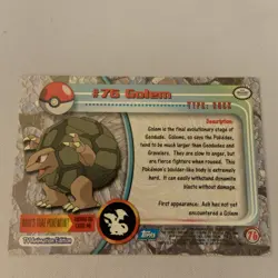 Golem #76 Non Holo Blue Logo Topps Pokemon TV Animation Edition Near Mint NM - Image 2