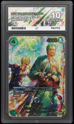 One Piece CCG Ace 10 Roronoa Zoro PRB02-006 SP Alt Art Perfect Subgrades - Image 1