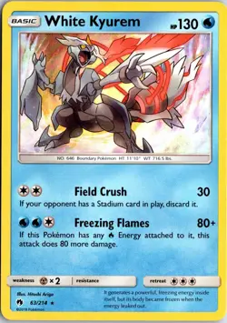 White Kyurem 63/214 R Lost Thunder Pokemon Holo NM/M - Image 1