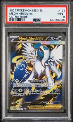 2025 POKEMON MEG EN-MEGA EVOLUTION ULTRA RARE #161 MEGA ABSOL EX PSA 9 - Image 1