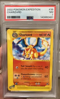 POKEMON CHARIZARD #39 NON HOLO 2002 EXPEDITION PSA 7 - Image 1