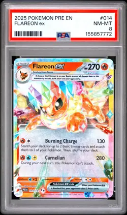 2025 POKEMON PRE EN-PRISMATIC EVOLUTIONS #014 FLAREON EX PSA 8 - Image 1