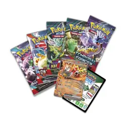 Pokemon Paradox Destinies Tin Gouging Fire ex Tin w/ 5 Booster Packs New Sealed - Image 2