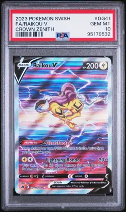 2023 POKEMON SWORD & SHIELD CROWN ZENITH #GG41 FULL ART/RAIKOU V PSA 10 - Image 3